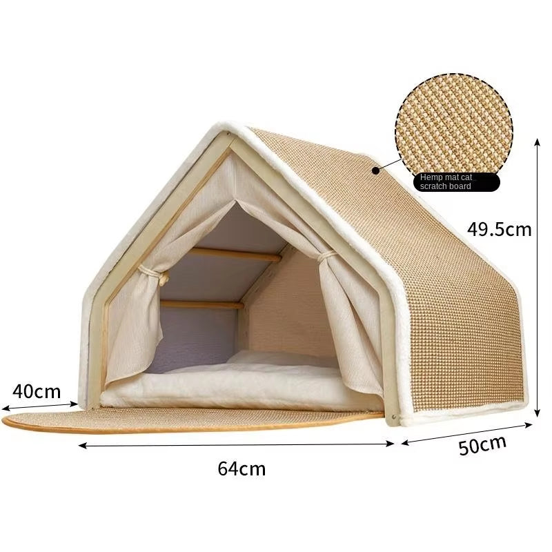 π± Wooden Cat Villa Tent with Sisal Scratcher π‘ | Cozy All-Season Cat Bed & Indoor Hideout πΎ