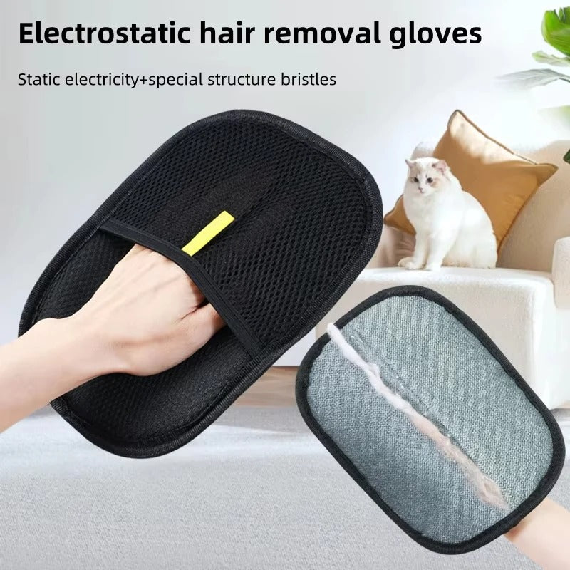 Double-Sided Reusable Pet Hair Removal Gloves 🐶 | Static Grooming & Fur Cleaning Gloves for Furniture 🛋️