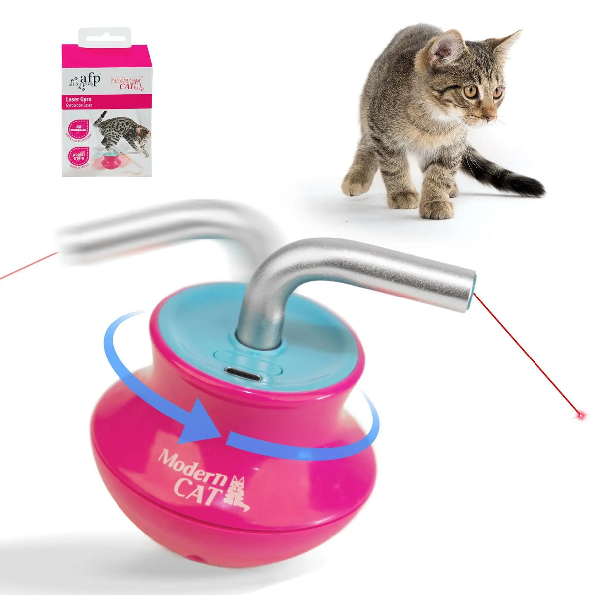 Electric Tumbler Laser Pointer Cat Toy 🐱 | Interactive Automatic Teasing Wand for Energy Consuming ⚡