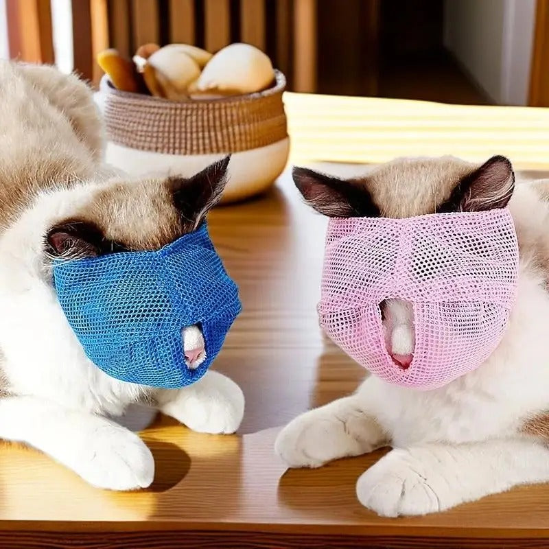 Comfortable Breathable Cat Muzzle for Grooming 🐱 | Adjustable & Lightweight Mesh Anti-Biting Mask 🩺
