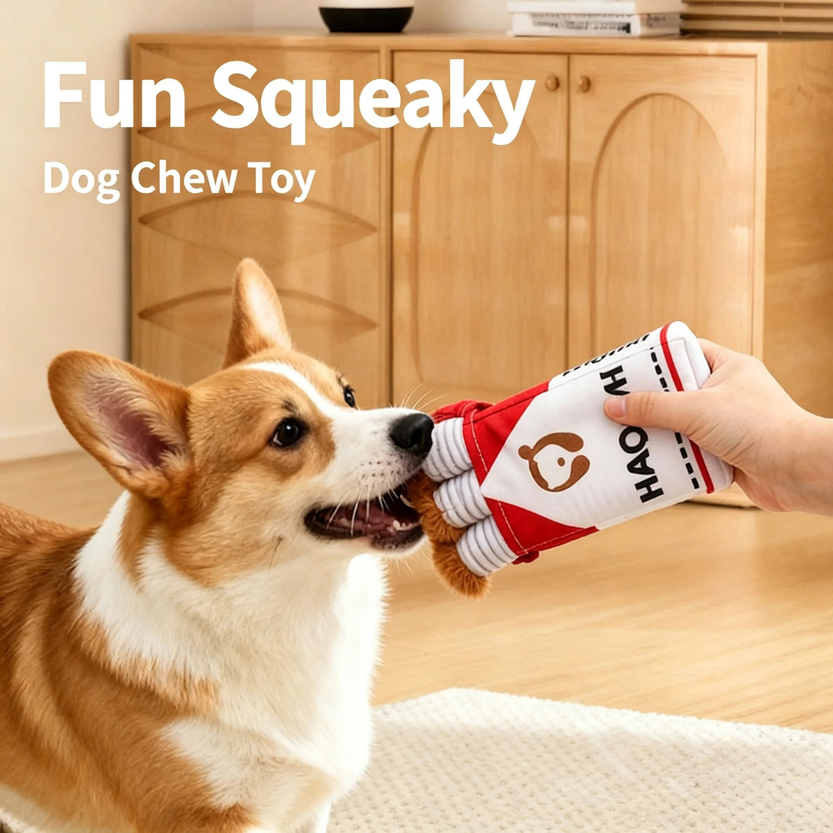 • Funny Cigarette Dog Plush Toy | Squeaky Sound-Making Chew Toy for Boring Times | Durable Teething & Biting Toy for Small & Medium Dogs 🐶✨