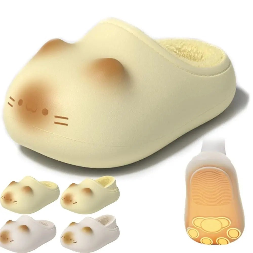 New Waterproof Cat Paw Slippers | Warm Plush Kitty Mules with Anti-Slip Bottom | Fluffy Closed Toe Outdoor & Indoor Winter House Shoes 🐱✨