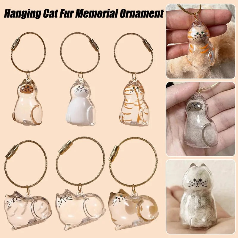Cute Cat & Dog Fur Storage Capsule Keychain | Transparent Pet Hair Keepsake Pendant & Souvenir 🐱🐶✨