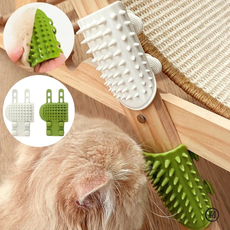Wall Corner Cat Self-Groomer & Massage Comb 🐱 | Interactive Scratching Brush with Catnip Compartment 🌿