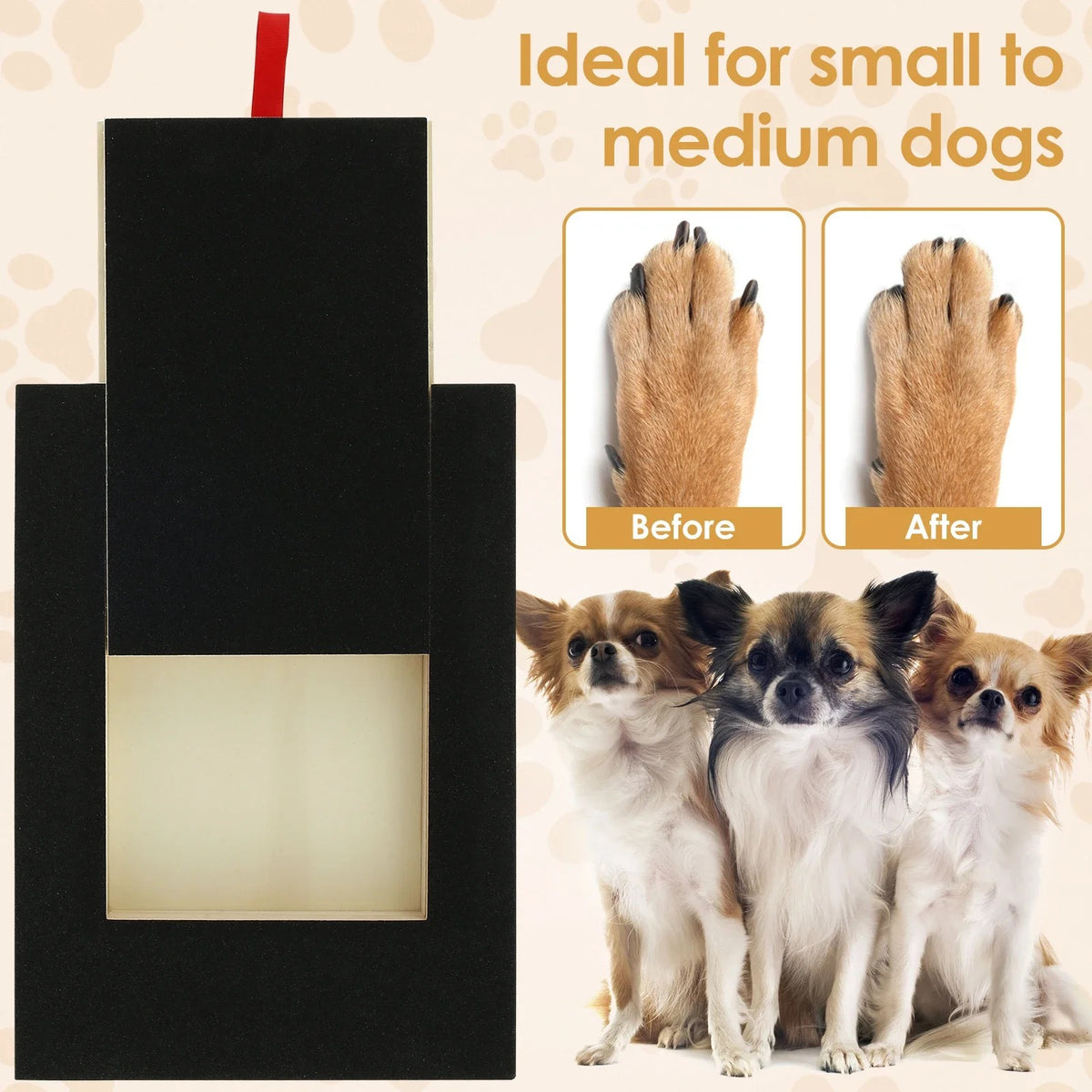 Premium Dog Nail Scratch Board 🐶 | Wooden Puppy Nail Grinding Pad with Built-in Treat Box 🦴