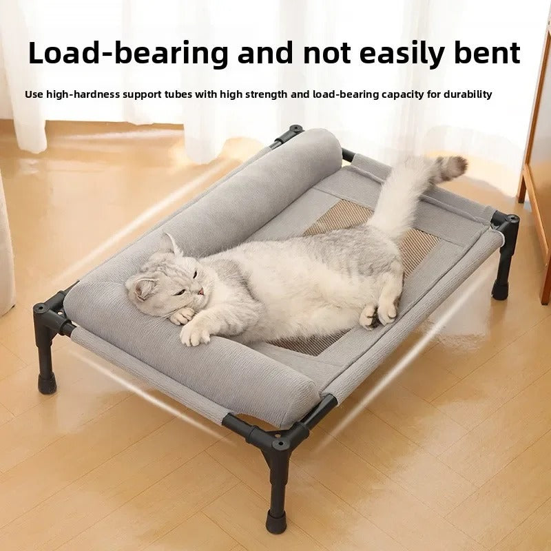 Raised Mesh Pet Bed with Pillow | Elevated Off-the-Ground Dog & Cat Sofa | Removable Washable Moisture-Proof Cot for Medium & Large Pets 🐶🐱