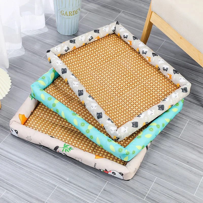 Rattan Woven Cat Bed Mat | Summer Cooling Sleeping Cushion for Cats & Small Dogs | Breathable Sofa Bed Nest for Puppies & Kittens 🐱🐶