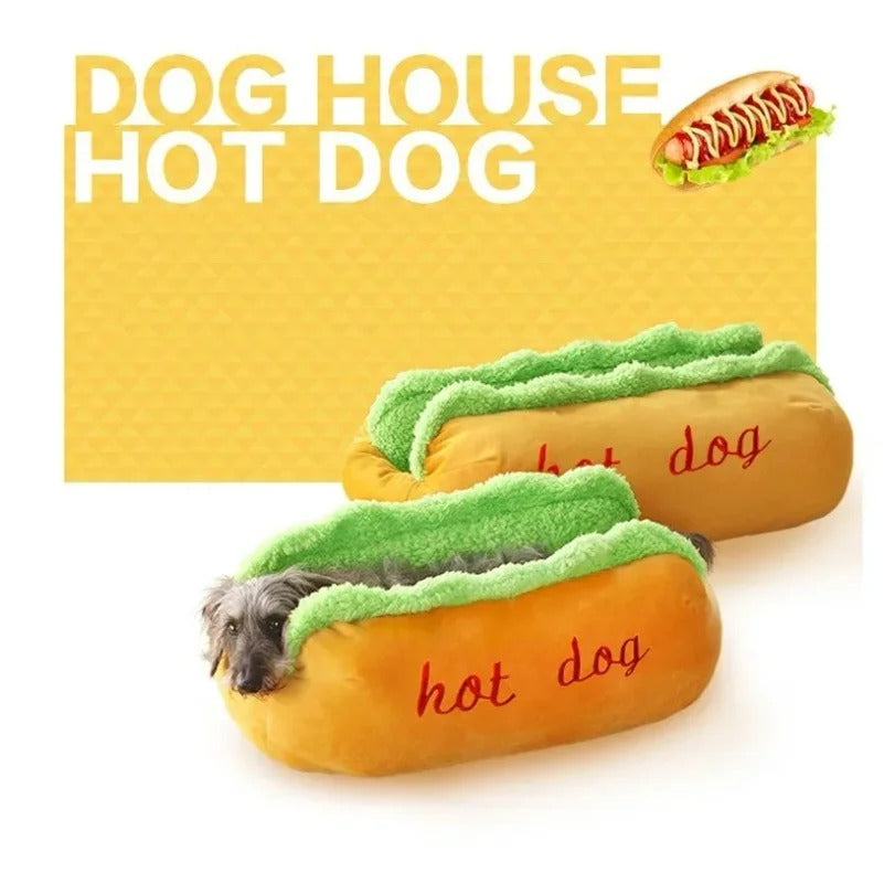 Hot Dog Shaped Pet Bed | Cozy Lounger House & Cushion Mat | Soft Warm Fiber Puppy Kennel with Washable Removable Cushion 🐶🐱