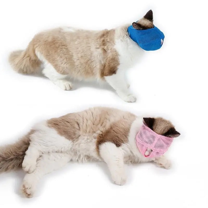 Comfortable Breathable Cat Muzzle for Grooming 🐱 | Adjustable & Lightweight Mesh Anti-Biting Mask 🩺