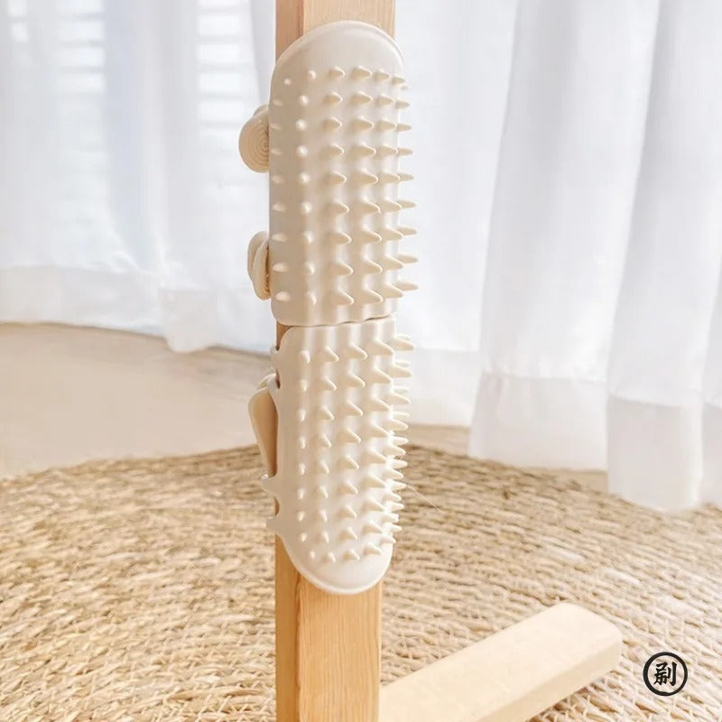 Wall Corner Cat Self-Groomer & Massage Comb 🐱 | Interactive Scratching Brush with Catnip Compartment 🌿