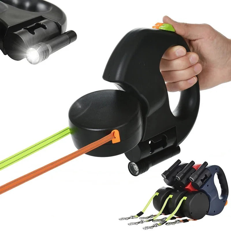 2-in-1 Automatic Telescopic Dual Dog Leash 🐕 | Retractable Double-Headed 360° Tangle-Free Traction Rope 🌀