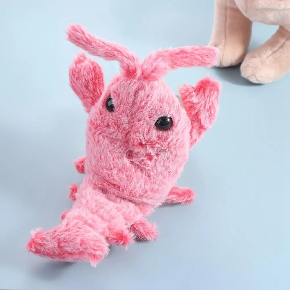 USB Rechargeable Dancing Lobster Cat Toy 🦞 | Moving Plush Electric Jumping Shrimp with 3 Modes 🔋