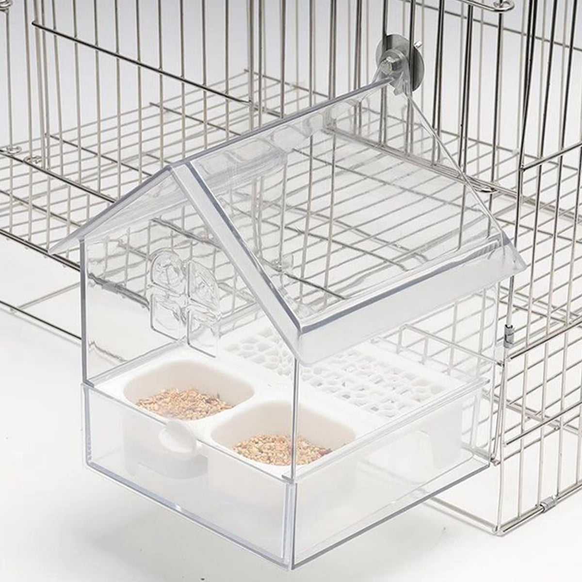 Clear Bird Feeder & Water Bath Tub | 3-in-1 Transparent Food Dish for Parakeets, Finches & Hummingbirds | Outdoor Hanging Accessory for Patio, Balcony & Garden 🌻⛲