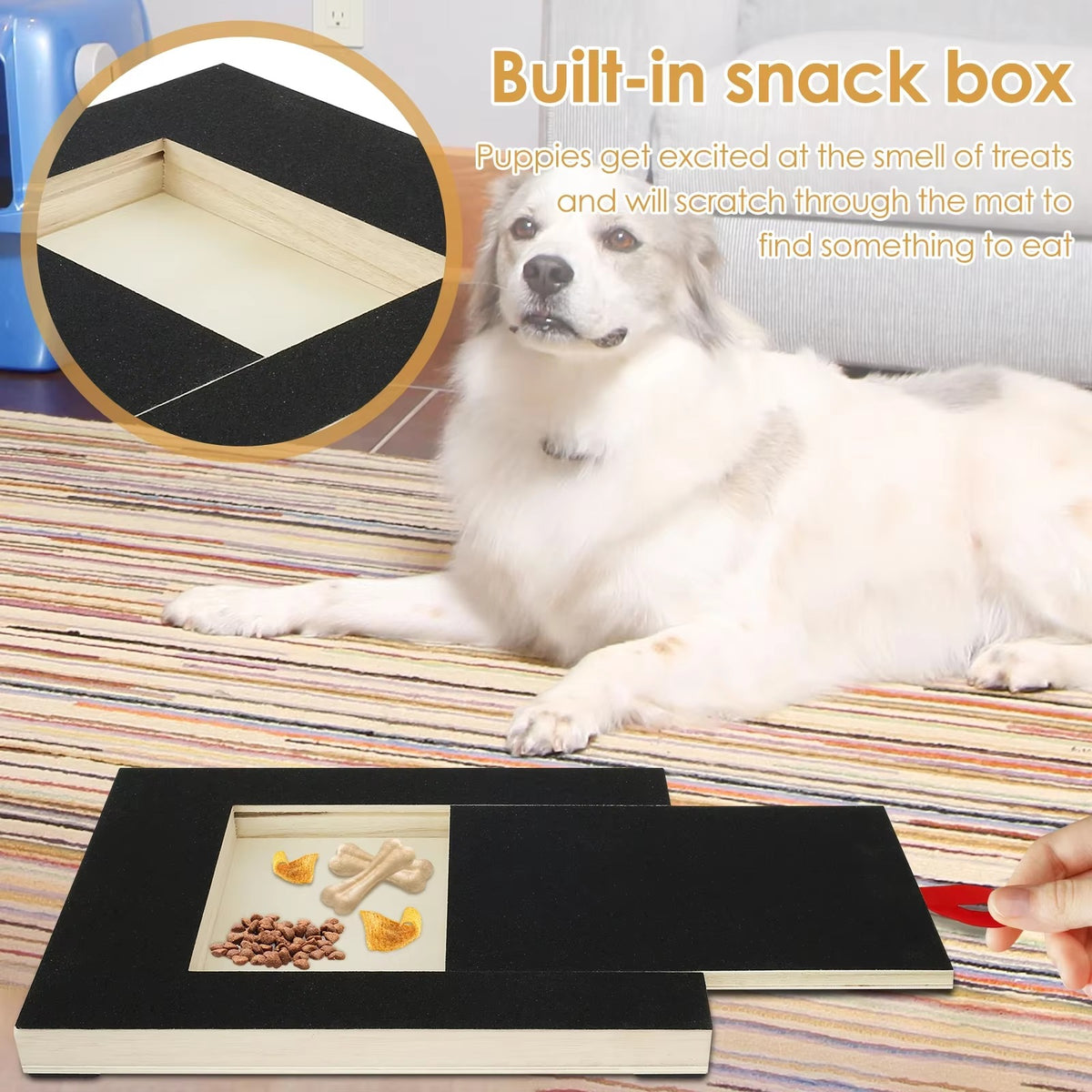 Premium Dog Nail Scratch Board 🐶 | Wooden Puppy Nail Grinding Pad with Built-in Treat Box 🦴