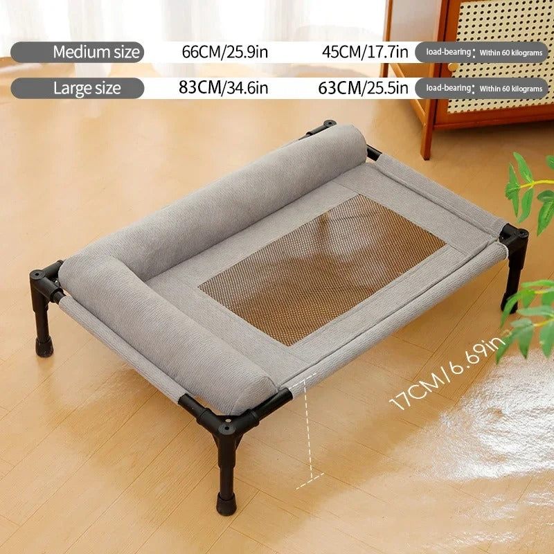 Raised Mesh Pet Bed with Pillow | Elevated Off-the-Ground Dog & Cat Sofa | Removable Washable Moisture-Proof Cot for Medium & Large Pets 🐶🐱