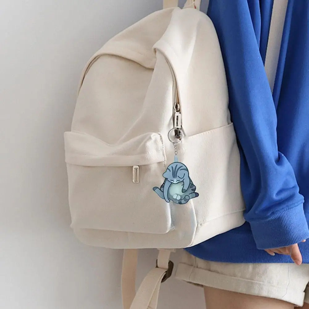 Playful Cat Interactive Keychain with Wiggling Pendant 🐱 | Rotatable Acrylic Kitten Bag Charm Keyring 🔑