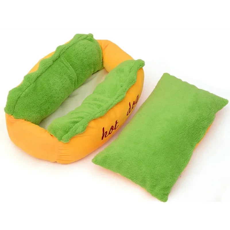 Hot Dog Shaped Pet Bed | Cozy Lounger House & Cushion Mat | Soft Warm Fiber Puppy Kennel with Washable Removable Cushion 🐶🐱