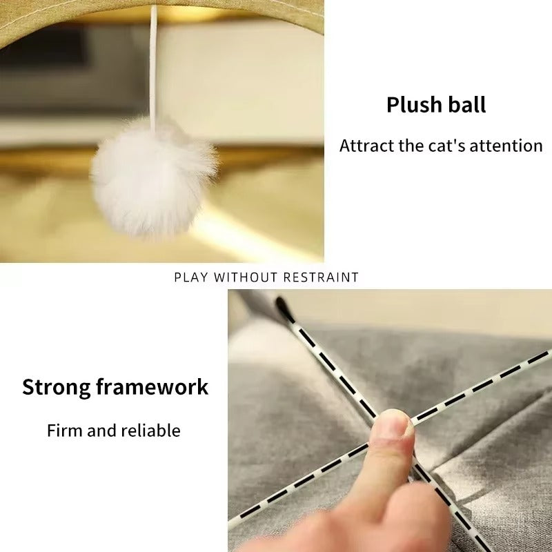 Pet Tent Bed with Removable Cushion | Canvas Semi-Enclosed Cat House & Dog Cave Hut | Aesthetic Sofa Basket for Room Decor 🐱🐶