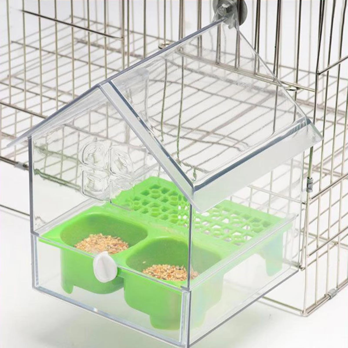 Clear Bird Feeder & Water Bath Tub | 3-in-1 Transparent Food Dish for Parakeets, Finches & Hummingbirds | Outdoor Hanging Accessory for Patio, Balcony & Garden 🌻⛲