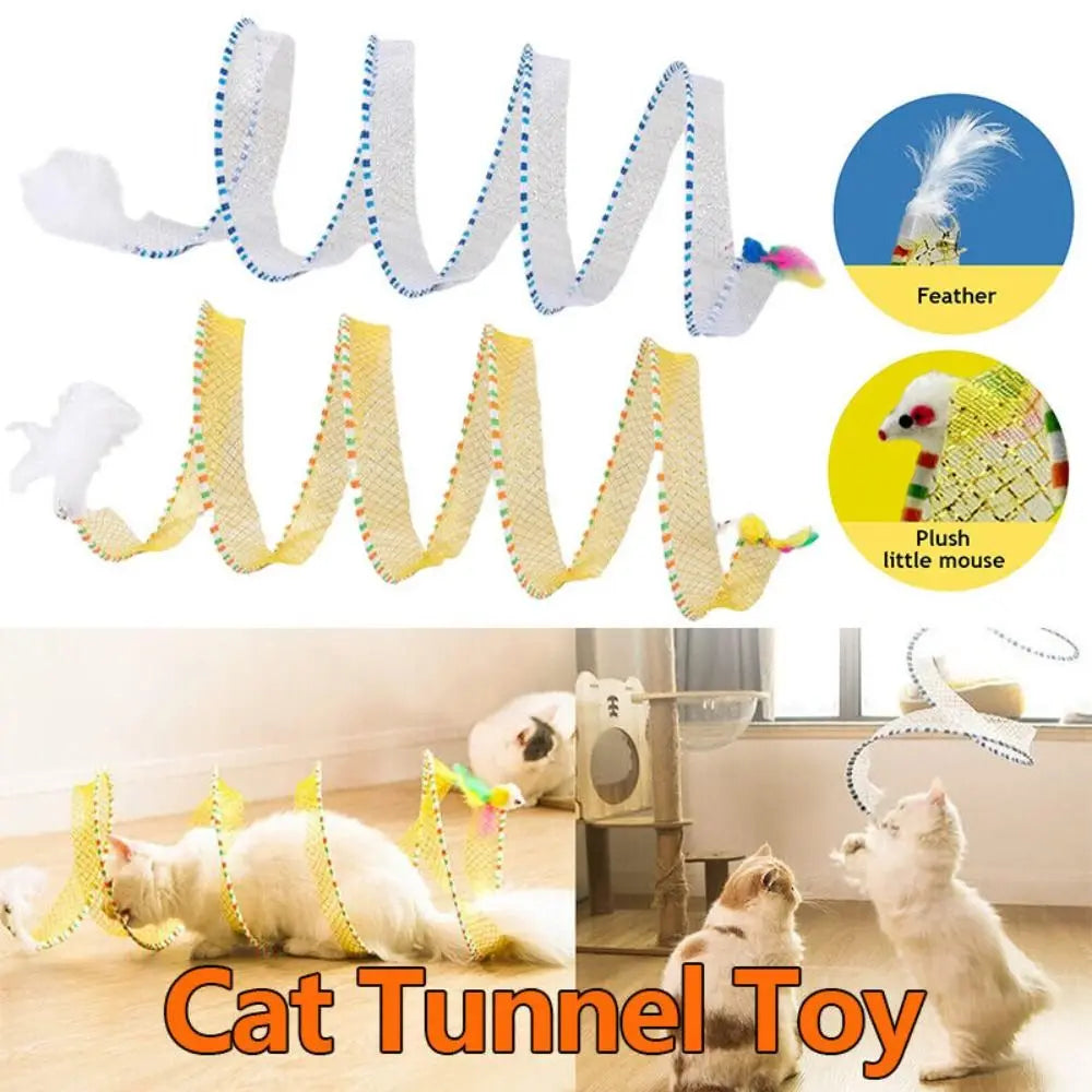 Creative Foldable Cat Coil Tunnel Toy – Stretchable S-Shape Spiral Interactive Toy (Colorful Pet Supplies for Kittens & Cats)