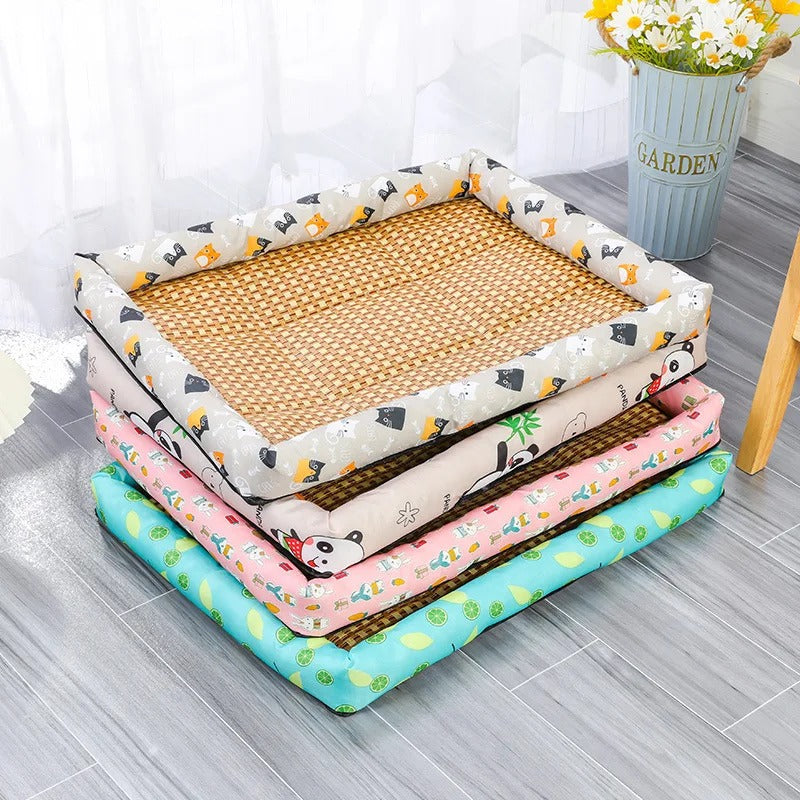 Rattan Woven Cat Bed Mat | Summer Cooling Sleeping Cushion for Cats & Small Dogs | Breathable Sofa Bed Nest for Puppies & Kittens 🐱🐶