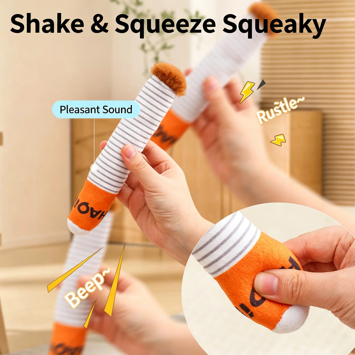 • Funny Cigarette Dog Plush Toy | Squeaky Sound-Making Chew Toy for Boring Times | Durable Teething & Biting Toy for Small & Medium Dogs 🐶✨