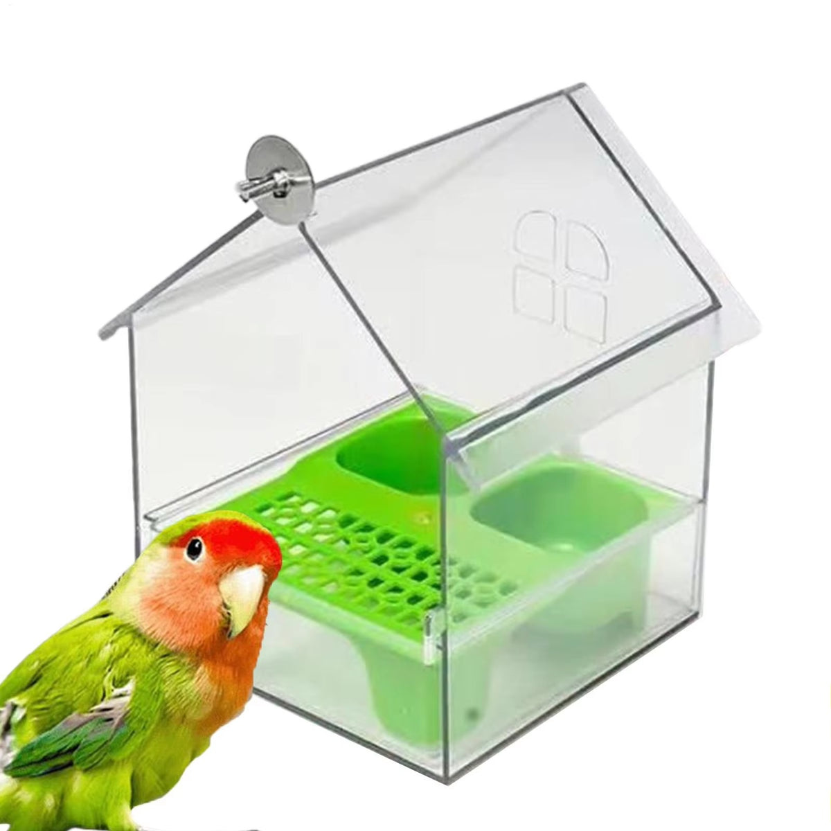 Clear Bird Feeder & Water Bath Tub | 3-in-1 Transparent Food Dish for Parakeets, Finches & Hummingbirds | Outdoor Hanging Accessory for Patio, Balcony & Garden 🌻⛲
