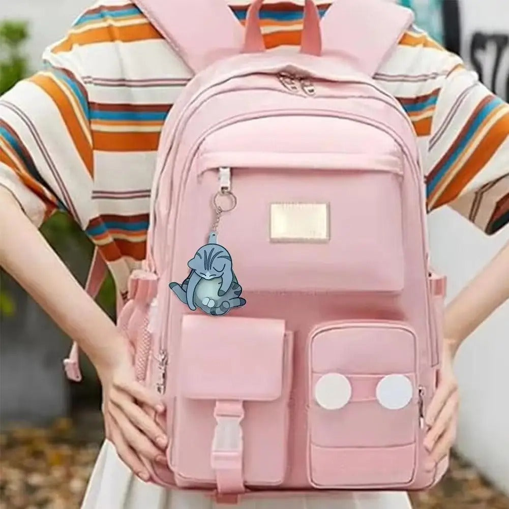 Playful Cat Interactive Keychain with Wiggling Pendant 🐱 | Rotatable Acrylic Kitten Bag Charm Keyring 🔑