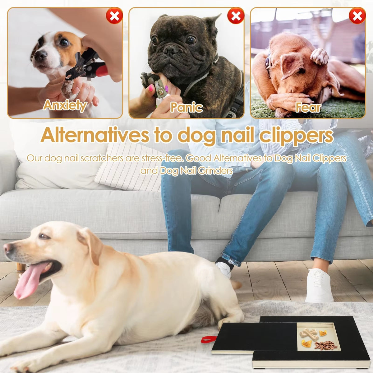 Premium Dog Nail Scratch Board 🐶 | Wooden Puppy Nail Grinding Pad with Built-in Treat Box 🦴