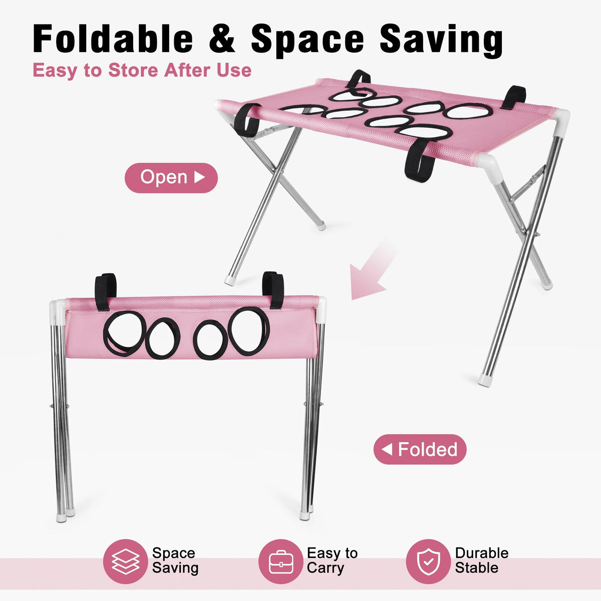 • Pet Grooming Hammock Stand | Foldable Dog & Cat Nail Clipping Harness | Portable Stainless Steel Breathable Mesh Care Tool 🐶🐱