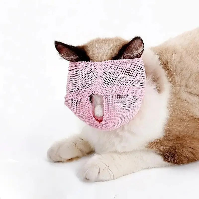 Comfortable Breathable Cat Muzzle for Grooming 🐱 | Adjustable & Lightweight Mesh Anti-Biting Mask 🩺