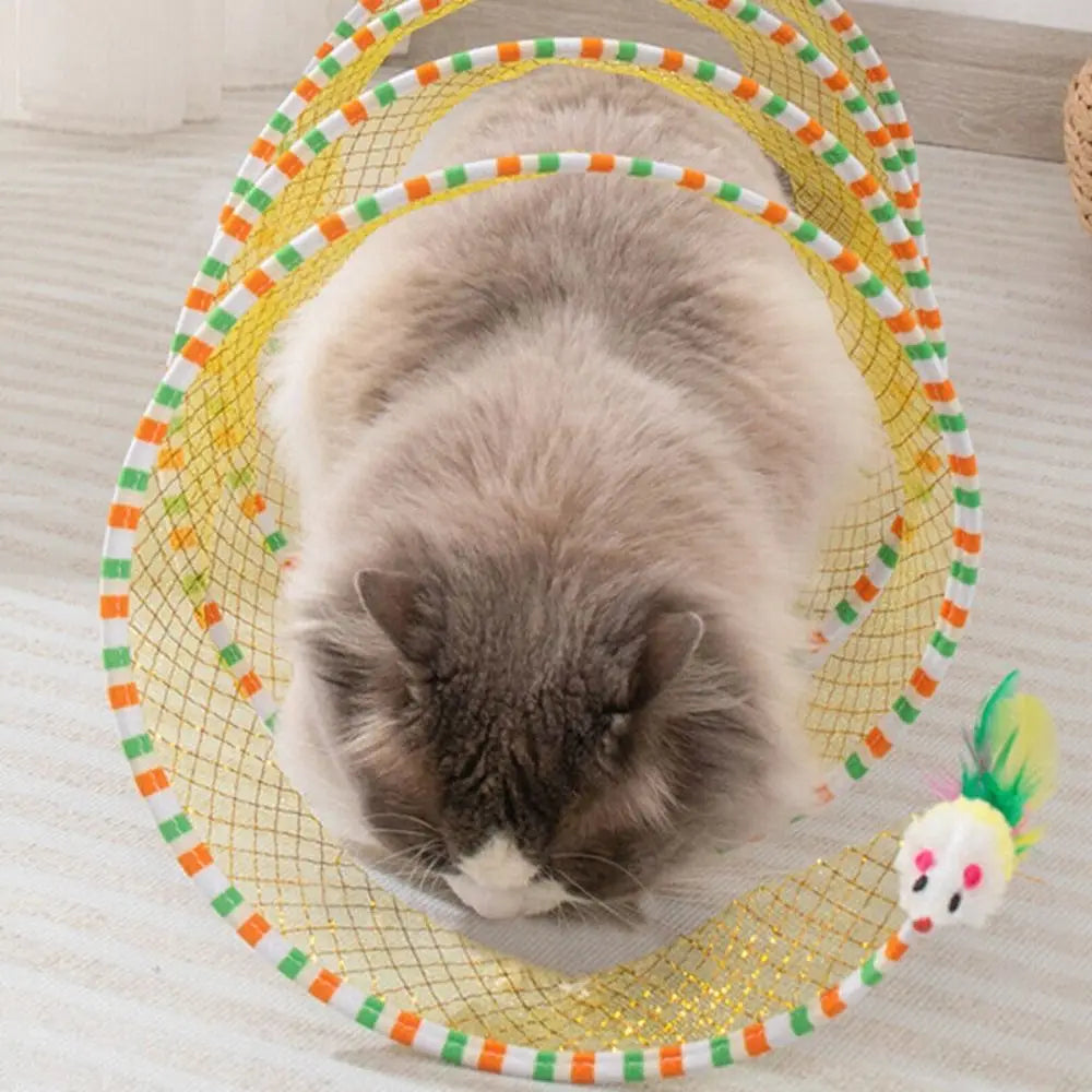 Creative Foldable Cat Coil Tunnel Toy – Stretchable S-Shape Spiral Interactive Toy (Colorful Pet Supplies for Kittens & Cats)