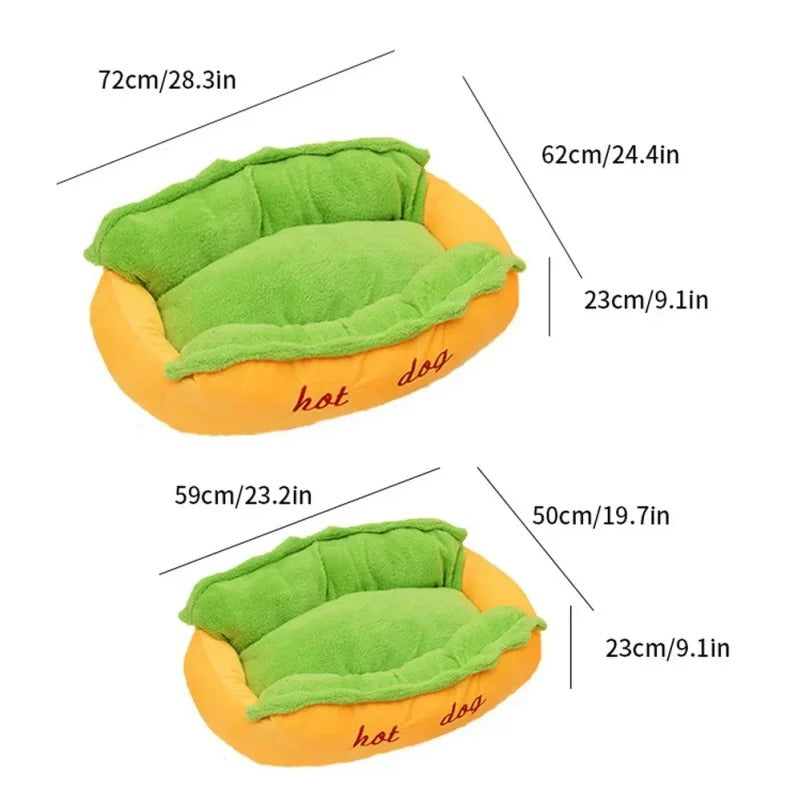 Hot Dog Shaped Pet Bed | Cozy Lounger House & Cushion Mat | Soft Warm Fiber Puppy Kennel with Washable Removable Cushion 🐶🐱