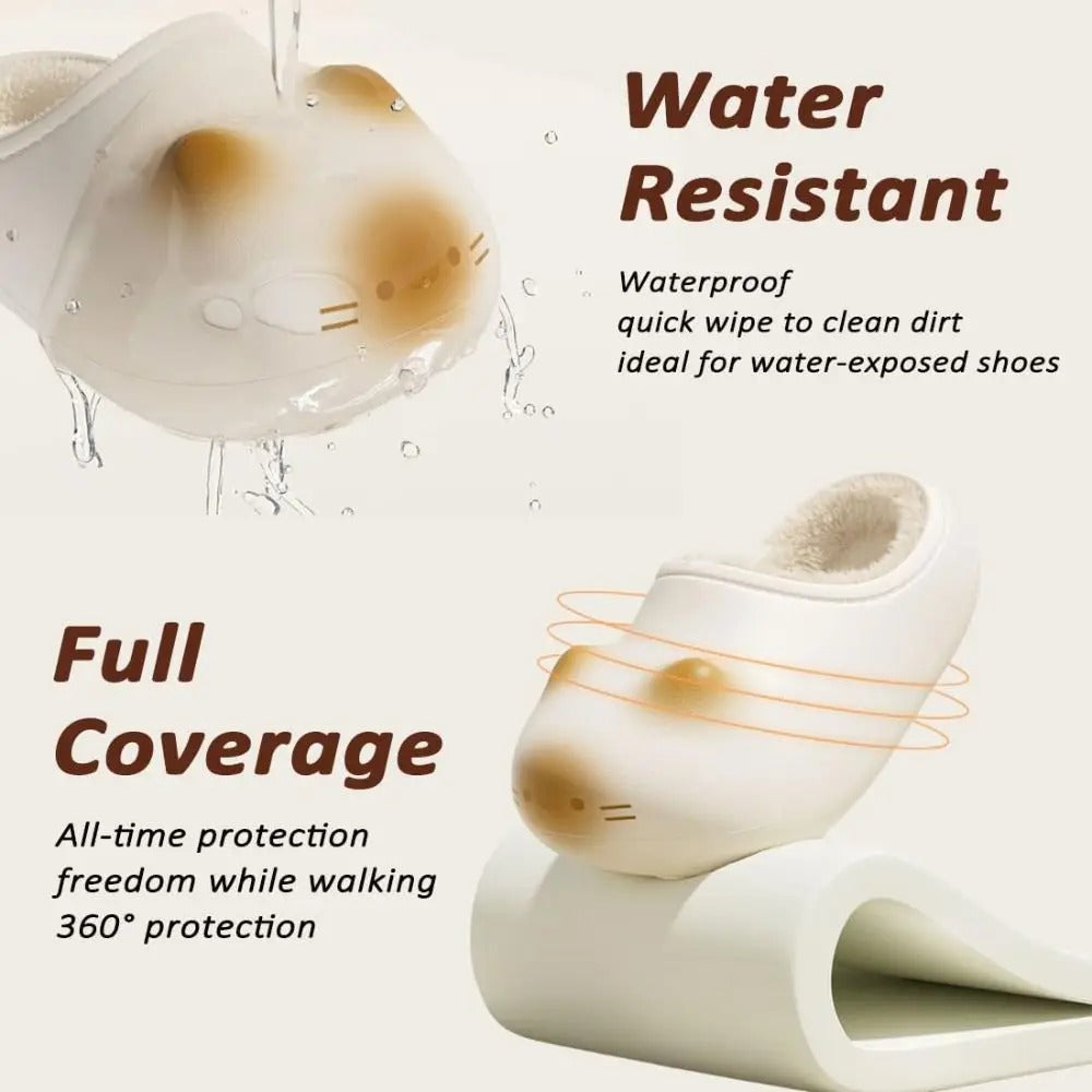 New Waterproof Cat Paw Slippers | Warm Plush Kitty Mules with Anti-Slip Bottom | Fluffy Closed Toe Outdoor & Indoor Winter House Shoes 🐱✨