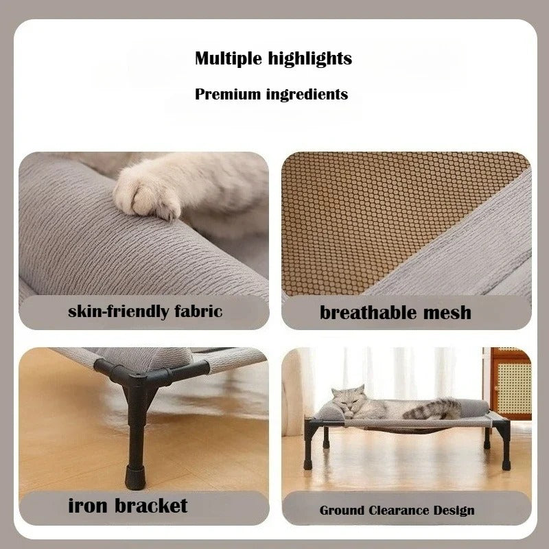 Raised Mesh Pet Bed with Pillow | Elevated Off-the-Ground Dog & Cat Sofa | Removable Washable Moisture-Proof Cot for Medium & Large Pets 🐶🐱