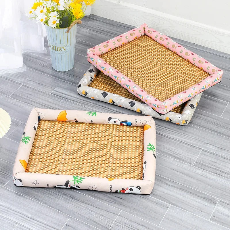 Rattan Woven Cat Bed Mat | Summer Cooling Sleeping Cushion for Cats & Small Dogs | Breathable Sofa Bed Nest for Puppies & Kittens 🐱🐶
