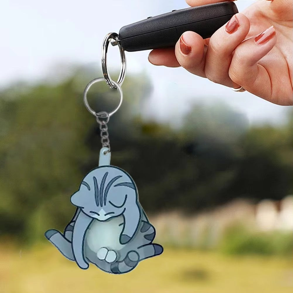 Playful Cat Interactive Keychain with Wiggling Pendant 🐱 | Rotatable Acrylic Kitten Bag Charm Keyring 🔑