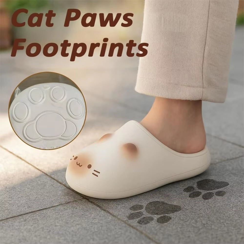 New Waterproof Cat Paw Slippers | Warm Plush Kitty Mules with Anti-Slip Bottom | Fluffy Closed Toe Outdoor & Indoor Winter House Shoes 🐱✨