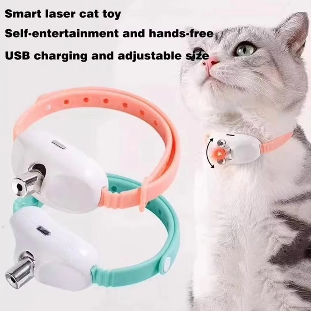 Automatic Rechargeable Laser Cat Collar Toy 🐱 | Interactive Infrared Laser Kitten Toy for Anxiety Relief 🔋