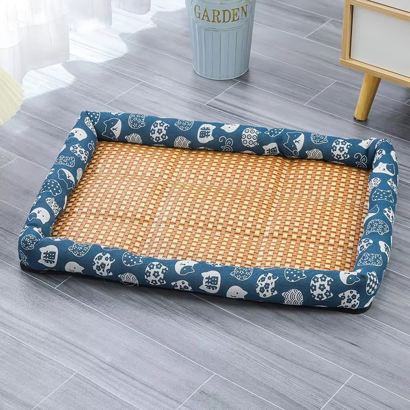 Rattan Woven Cat Bed Mat | Summer Cooling Sleeping Cushion for Cats & Small Dogs | Breathable Sofa Bed Nest for Puppies & Kittens 🐱🐶
