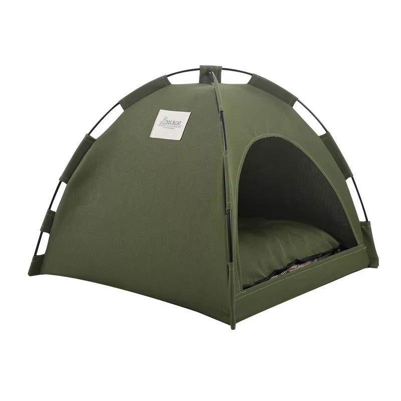 Pet Tent Bed with Removable Cushion | Canvas Semi-Enclosed Cat House & Dog Cave Hut | Aesthetic Sofa Basket for Room Decor 🐱🐶