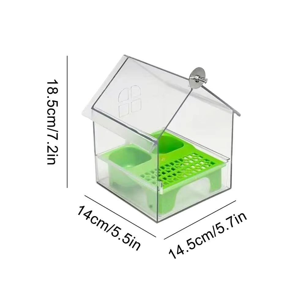 Clear Bird Feeder & Water Bath Tub | 3-in-1 Transparent Food Dish for Parakeets, Finches & Hummingbirds | Outdoor Hanging Accessory for Patio, Balcony & Garden 🌻⛲