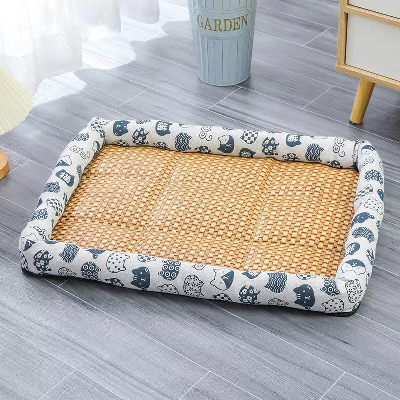 Rattan Woven Cat Bed Mat | Summer Cooling Sleeping Cushion for Cats & Small Dogs | Breathable Sofa Bed Nest for Puppies & Kittens 🐱🐶