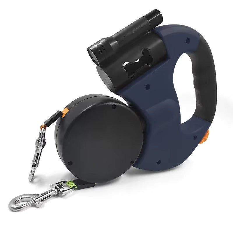 2-in-1 Automatic Telescopic Dual Dog Leash 🐕 | Retractable Double-Headed 360° Tangle-Free Traction Rope 🌀
