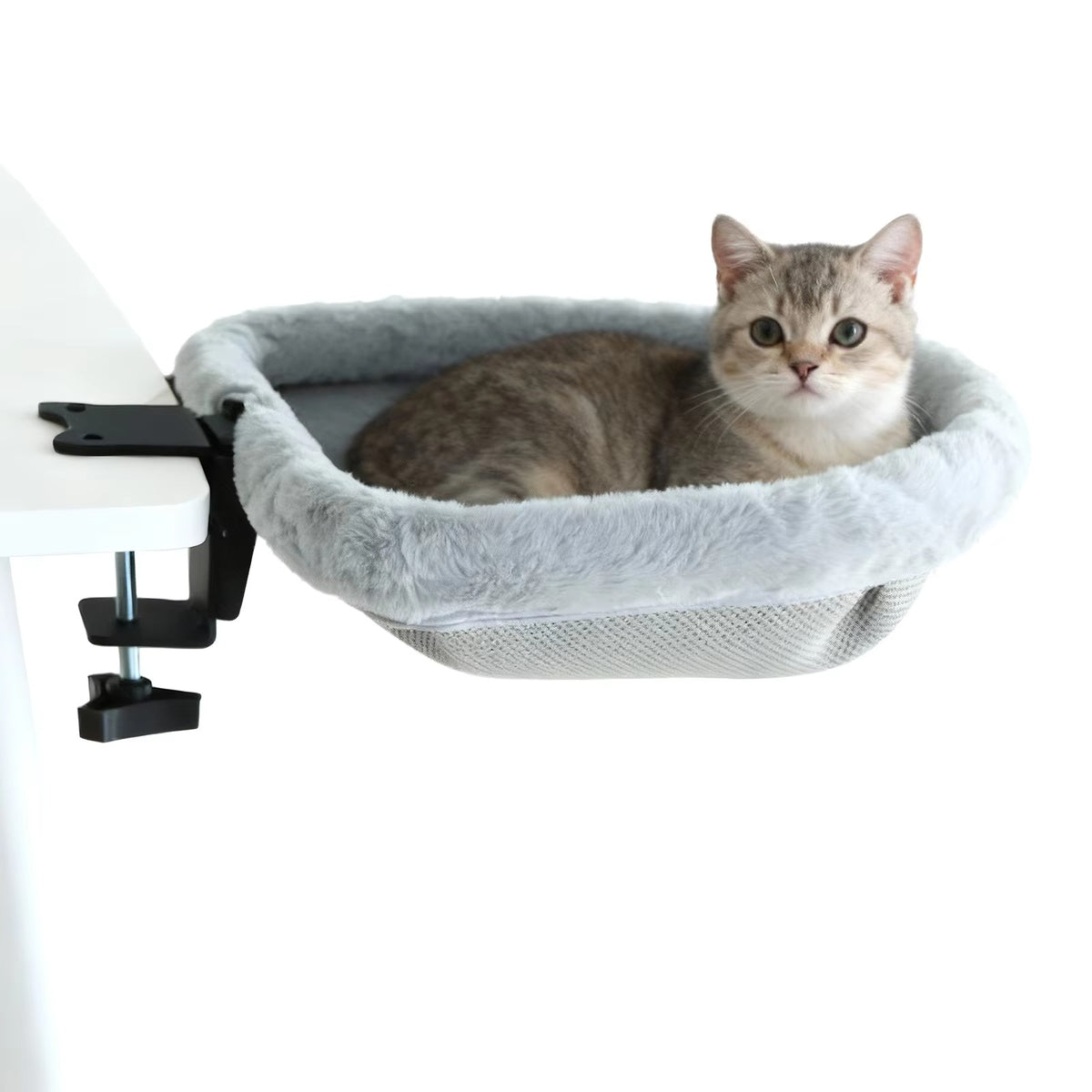 Cat Desk Bed with One-Click Folding | Space-Saving Sunken Semi-Circular Hammock | Desk-Edge Perch for Home Office Indoor Cats 🐱🏢