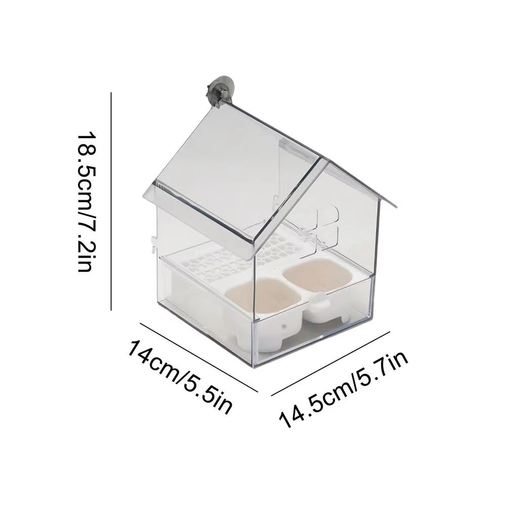 Clear Bird Feeder & Water Bath Tub | 3-in-1 Transparent Food Dish for Parakeets, Finches & Hummingbirds | Outdoor Hanging Accessory for Patio, Balcony & Garden 🌻⛲