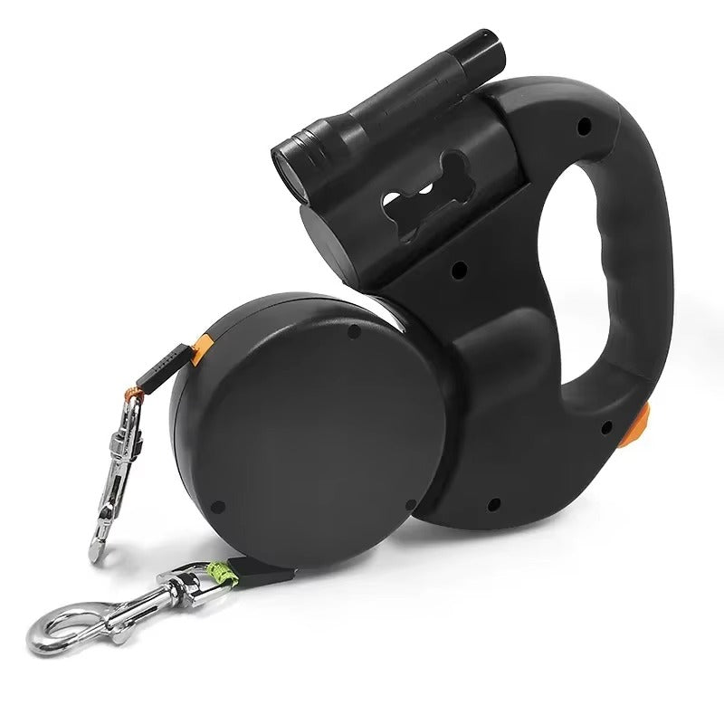 2-in-1 Automatic Telescopic Dual Dog Leash 🐕 | Retractable Double-Headed 360° Tangle-Free Traction Rope 🌀