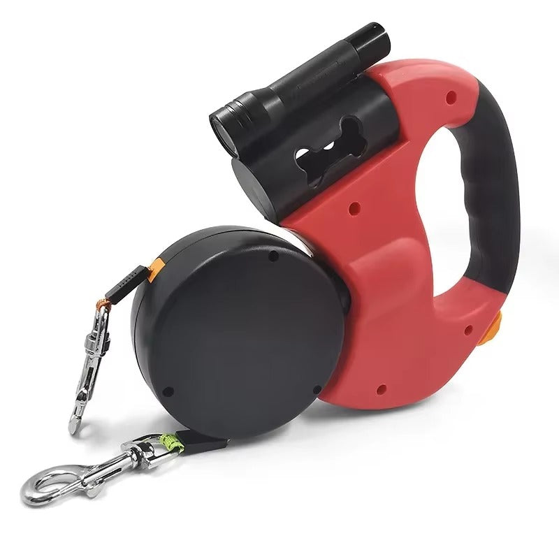 2-in-1 Automatic Telescopic Dual Dog Leash 🐕 | Retractable Double-Headed 360° Tangle-Free Traction Rope 🌀
