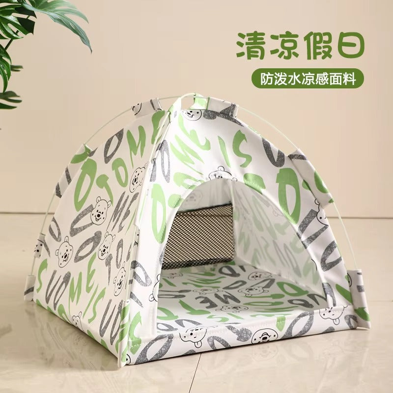 Pet Tent Bed with Removable Cushion | Canvas Semi-Enclosed Cat House & Dog Cave Hut | Aesthetic Sofa Basket for Room Decor 🐱🐶