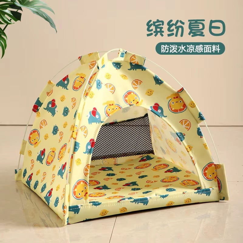Pet Tent Bed with Removable Cushion | Canvas Semi-Enclosed Cat House & Dog Cave Hut | Aesthetic Sofa Basket for Room Decor 🐱🐶